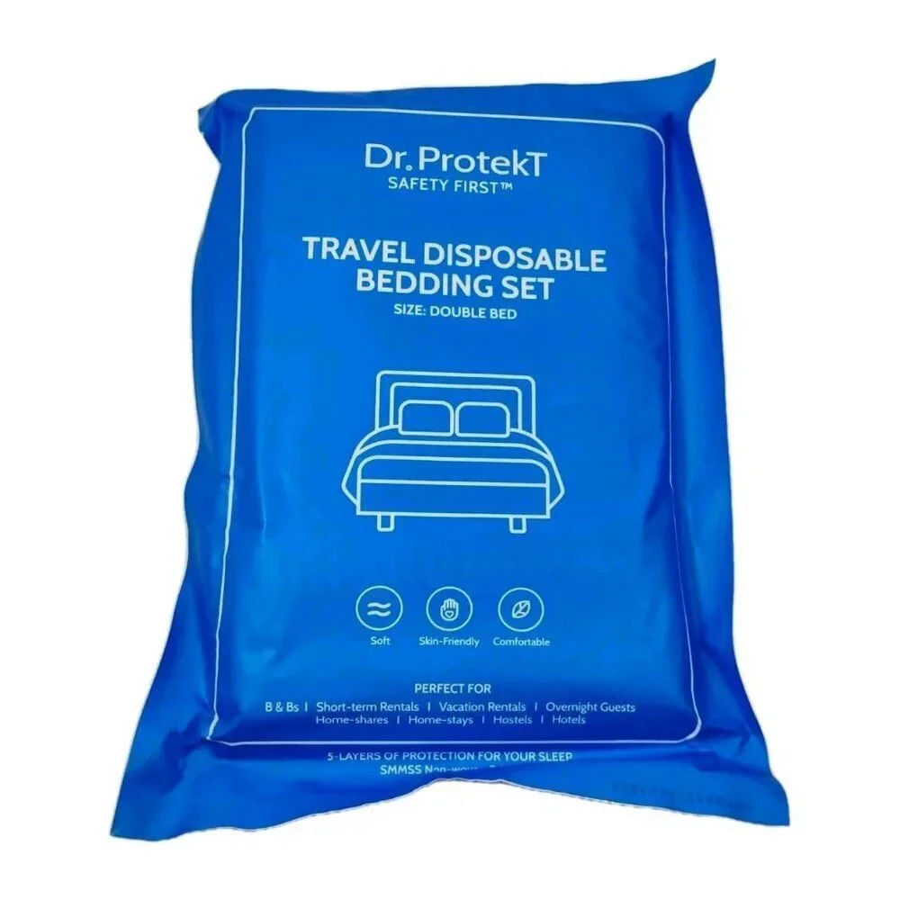 Disposable Travel Sheets Includes 1 Sheet 1 Duvet Cover and 2 Pillowcases